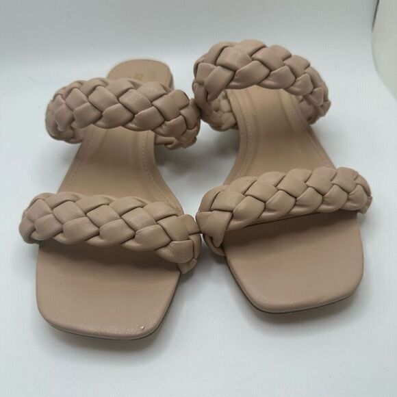 CUSHIONAIRE Women's two band braided low block heel slide sandal +Memory Foam 7 - Picture 2 of 7